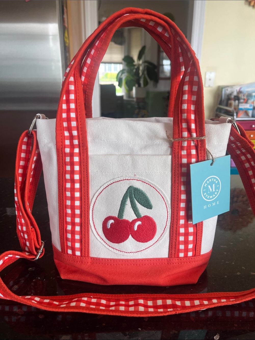 Martha Stewart Red Cherry Canvas Tote - Picture 1 of 6